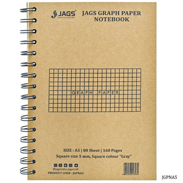 Square Grid Notebook, A5 Square Graph 5MM, Kraft Cover, (A5) (Single Book)