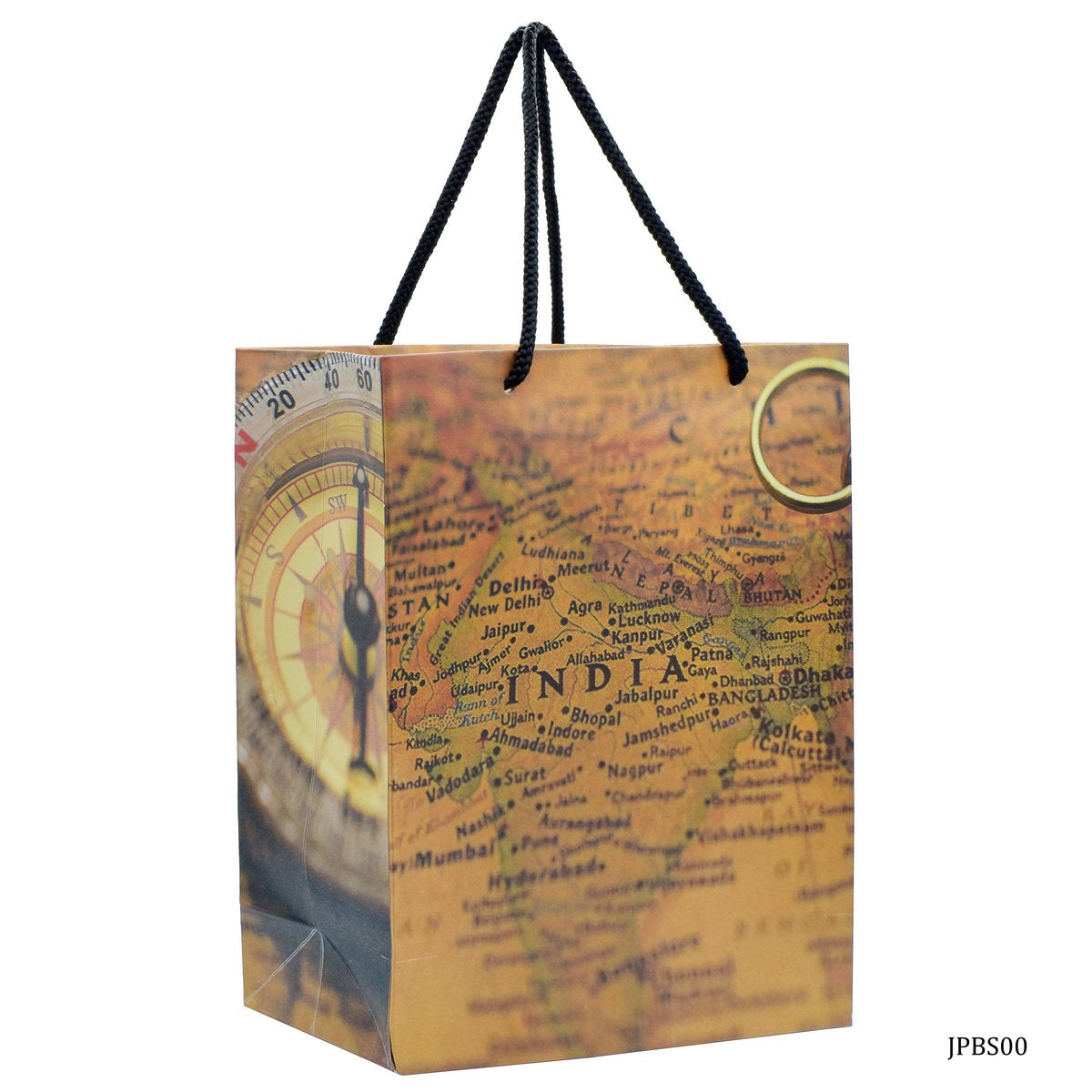 jags-mumbai Paper Bags Jags Paper Bag Small (A5) Vintage Map India A5 JPBS00 Pack of 12 Pcs