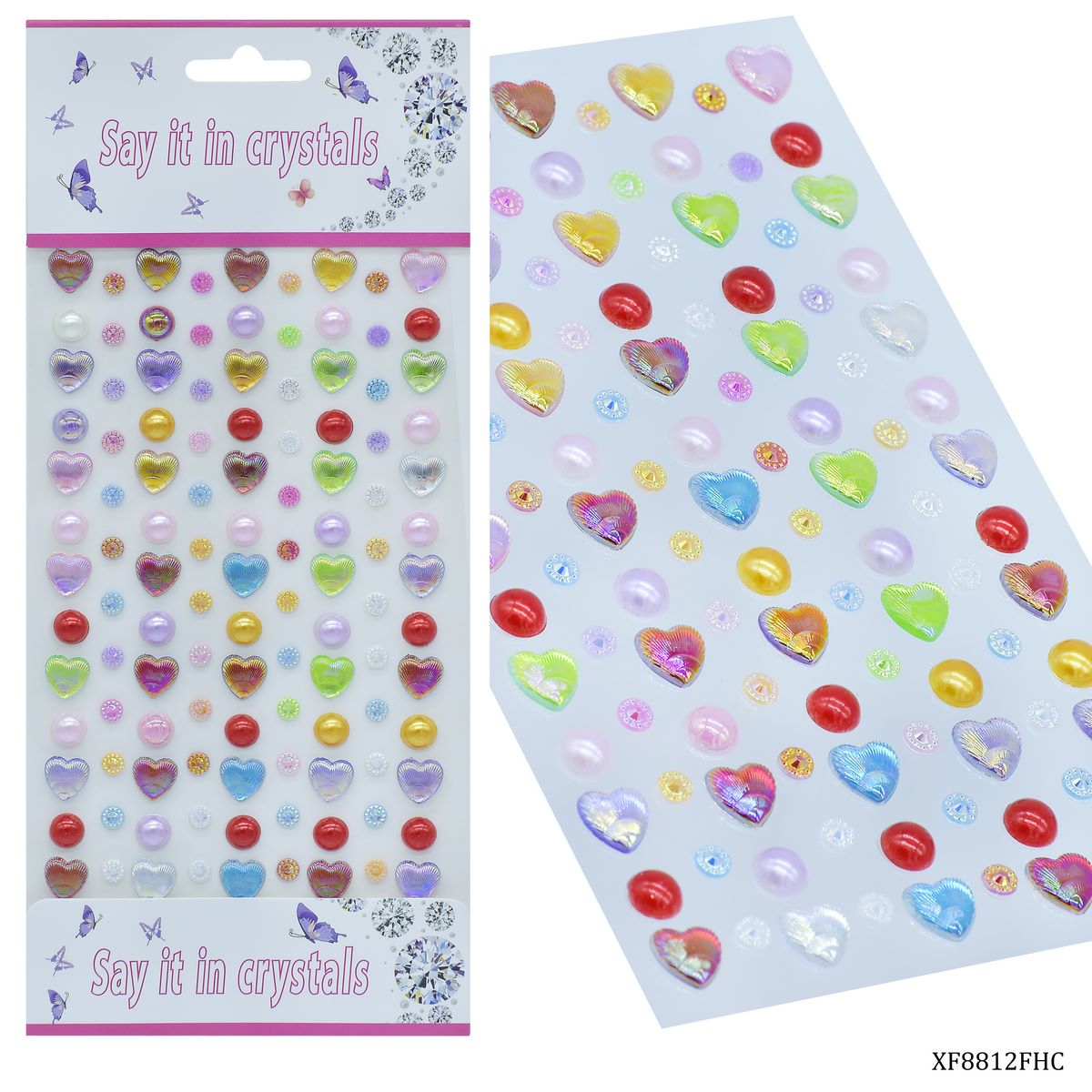jags-mumbai Pearl & Diamond Stickers Sticker Crystal Heart Multi Colour