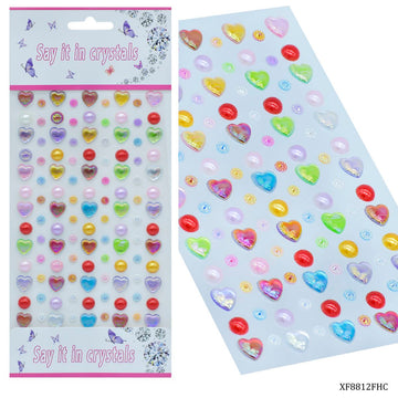 jags-mumbai Pearl & Diamond Stickers Sticker Crystal Heart Multi Colour