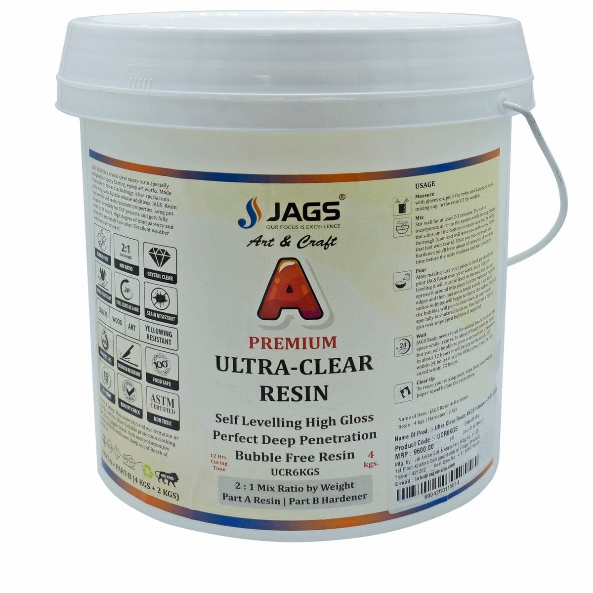 jags-mumbai Resin Ultra Clear Resin 4KGS Hardener 2KGS UCR6KGS