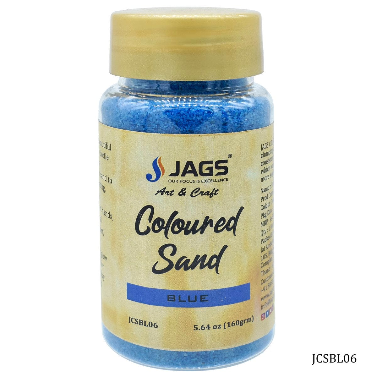 jags-mumbai Sand Jags Coloured Sand 160Gms Blue No 6 - Versatile Craft Sand for Creative Projects