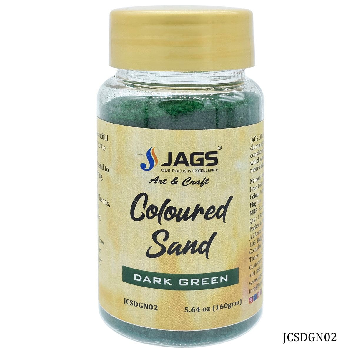 jags-mumbai Sand Jags Coloured Sand 160Gms Dark Green No. 2 - Vibrant and Versatile Sand for Crafts and Decor