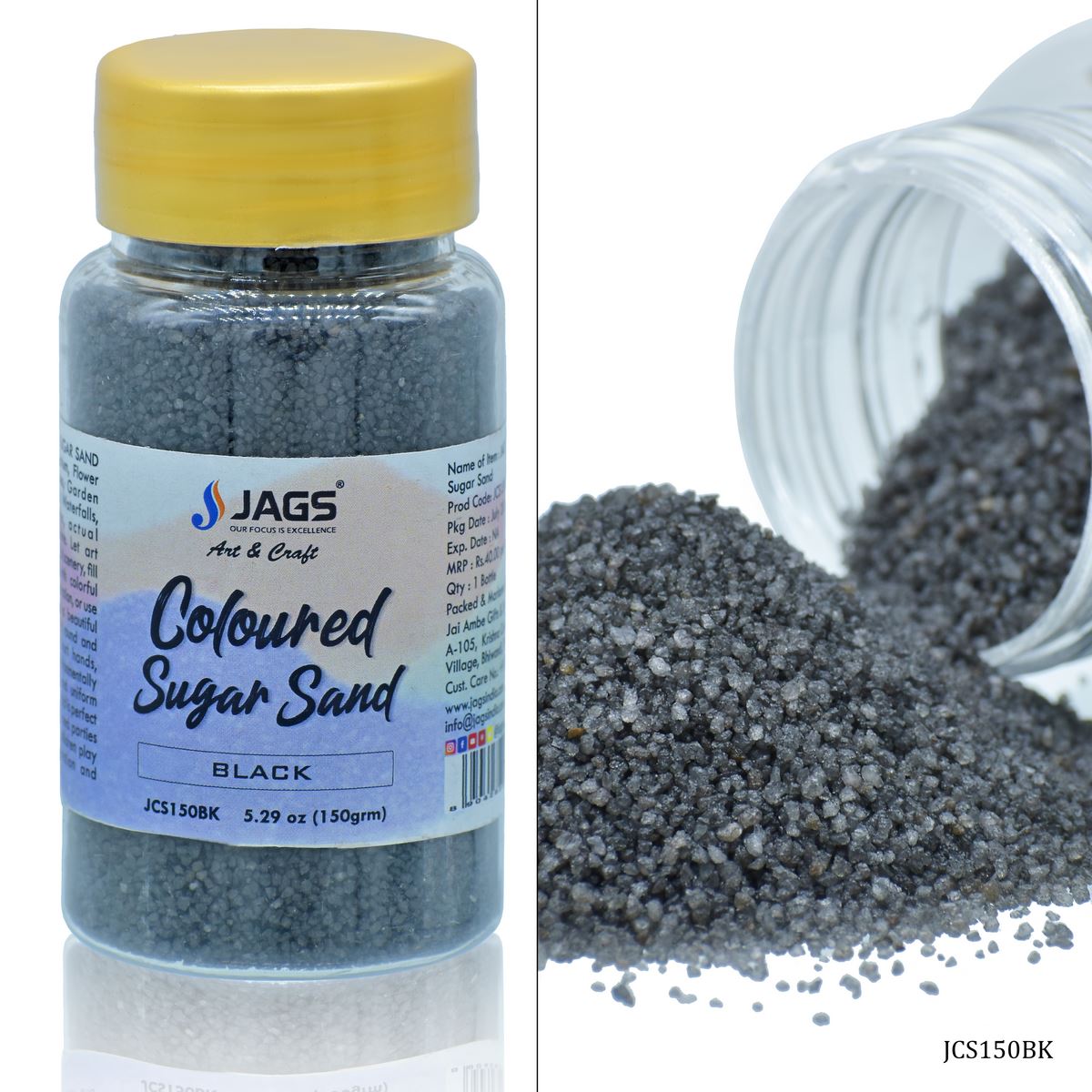 jags-mumbai Sand Jags Coloured Sugar Sand 150Gms Black JCS150BK