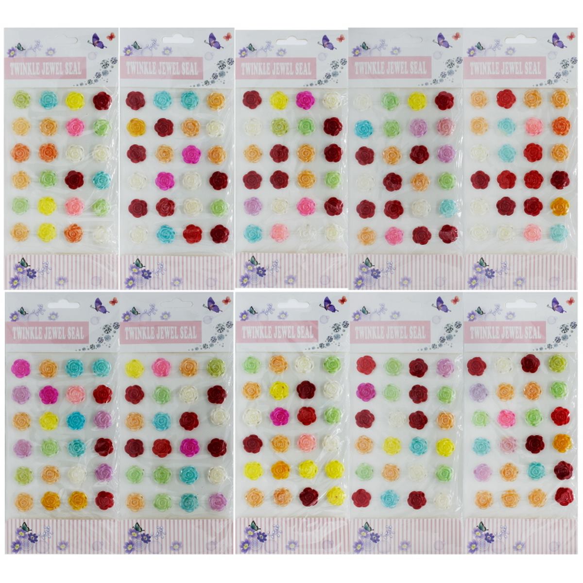 jags-mumbai scrapbook Stickers Big Twinkle Jewel Seat Rose Sticker (Multi Colour)