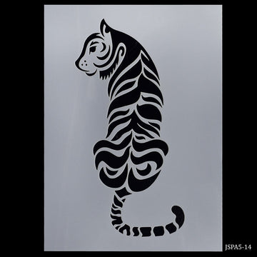 Majestic Tiger Roar: Stencil Plastic A5 Size Tiger Design for Striking Artistic Statements