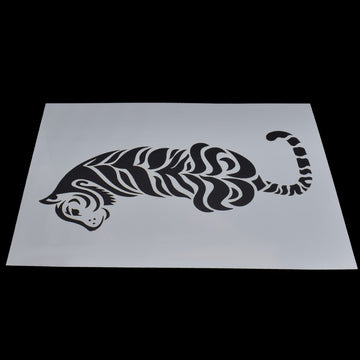 Majestic Tiger Roar: Stencil Plastic A5 Size Tiger Design for Striking Artistic Statements