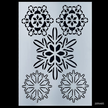 Winter Wonderland: Stencil Plastic A4 size 5 Snowflake Design for Festive Crafts