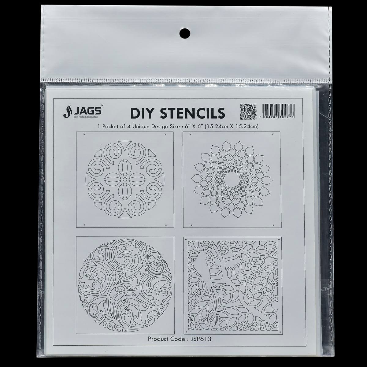 jags-mumbai Stickers Stencil Plastic 6x6 4Pcs Set