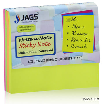 Sticky Note Pad Neon Multi Colour 100Sheet 3X4Inch