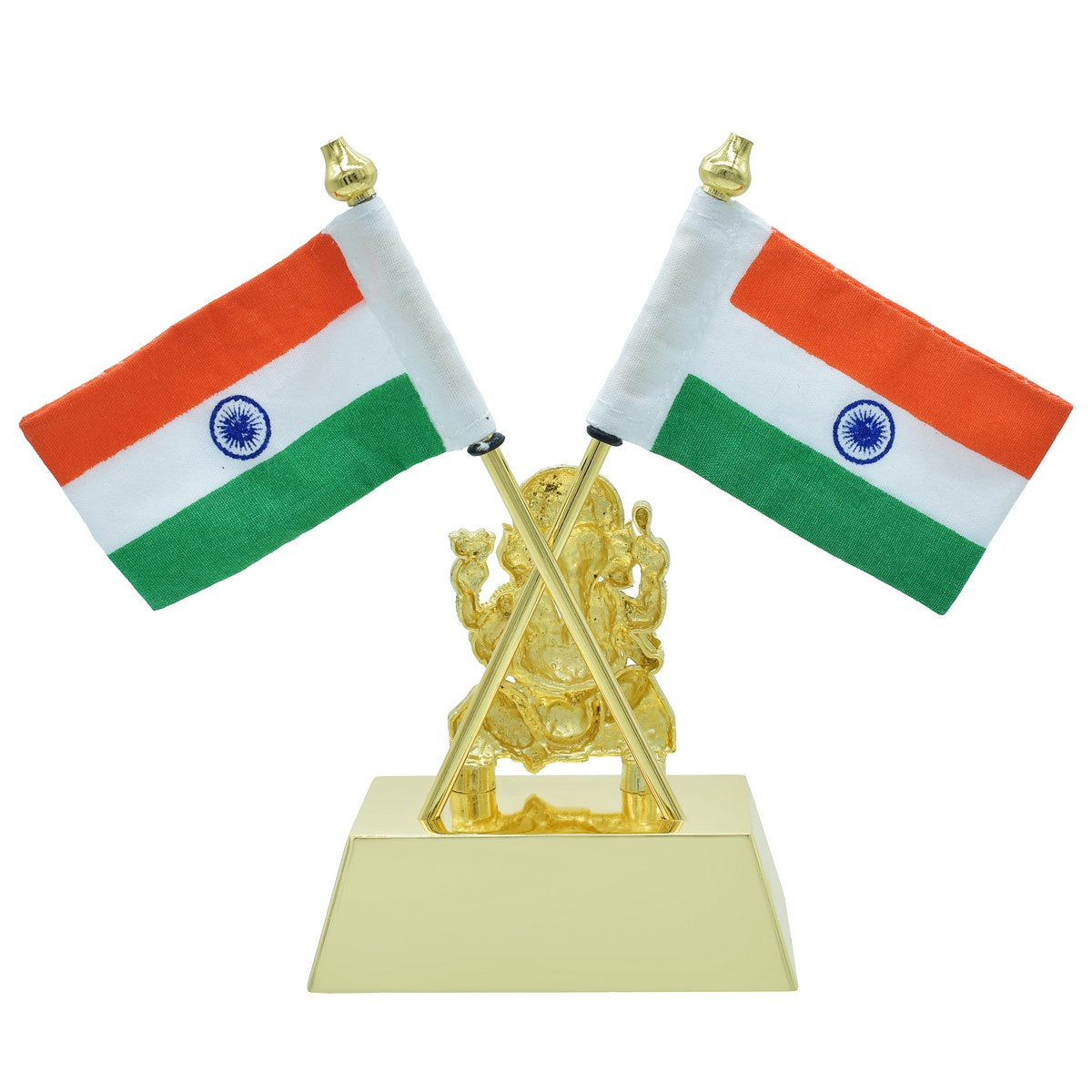 jags-mumbai Table Top Flags Table Top Big Ganesh With Flag Gold TT653GD