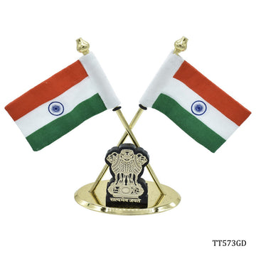 jags-mumbai Table Top Flags Table Top Cross Flag Golden With Symbol