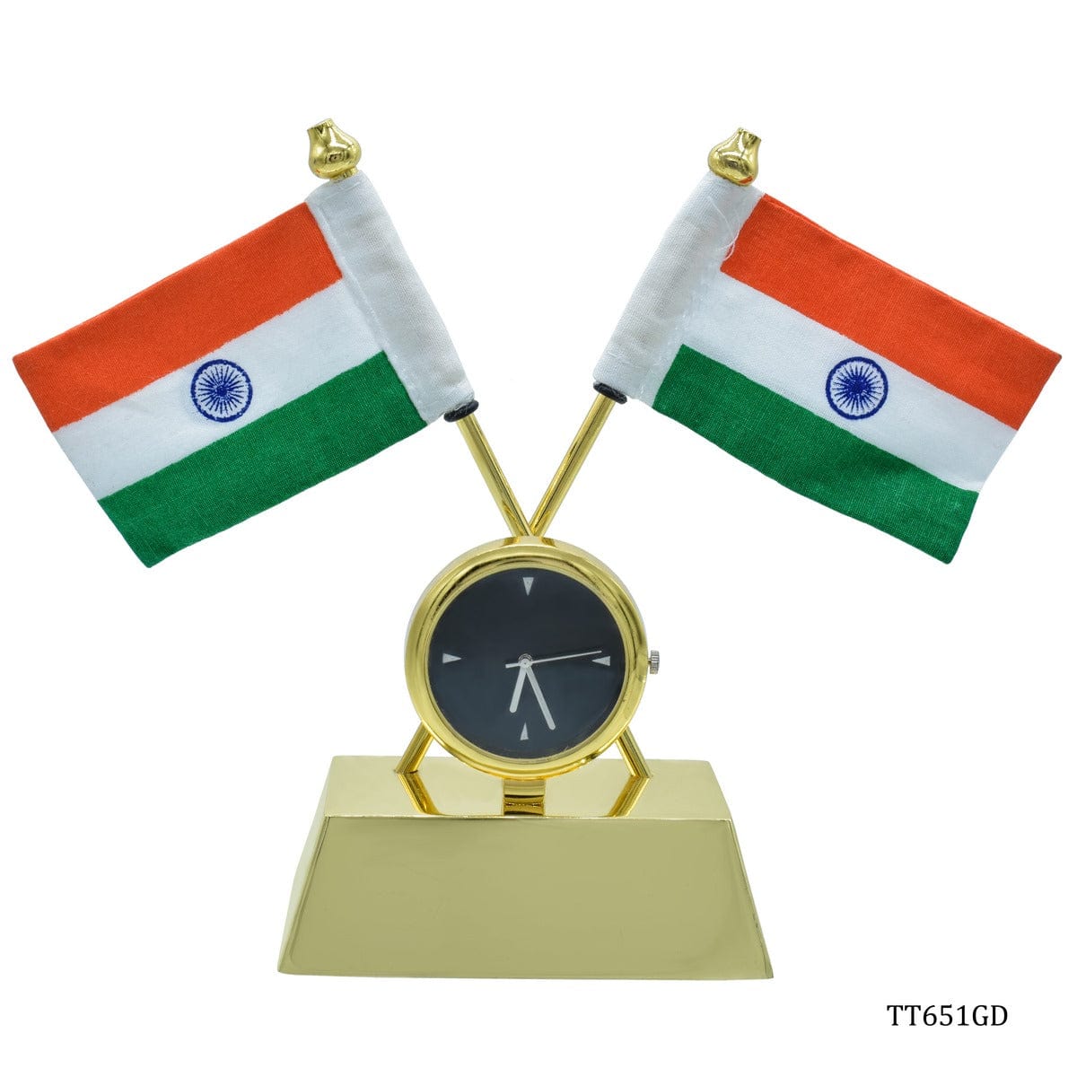 jags-mumbai Table Top Flags Table Top Cross Flag Golden With Watch
