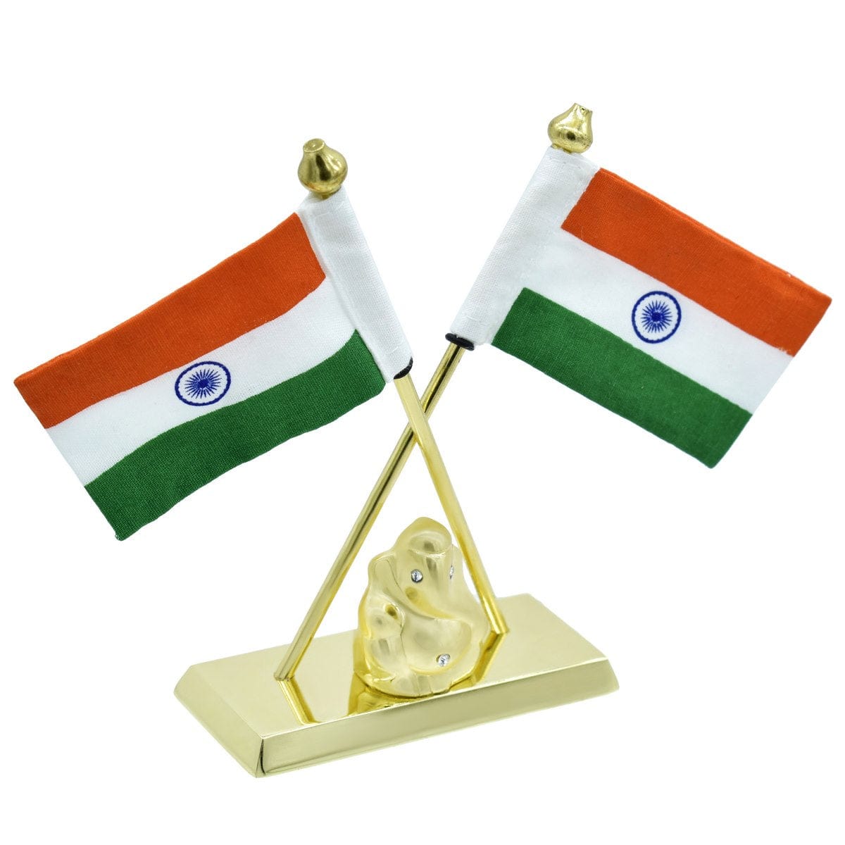 jags-mumbai Table Top Flags Table Top Ganesh With Flag Golden TT587GD