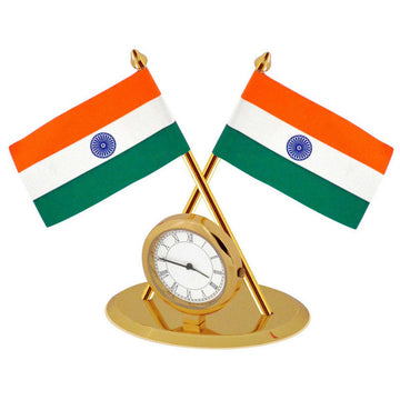 jags-mumbai Table Top Flags Table Top Watch With Flag Golden