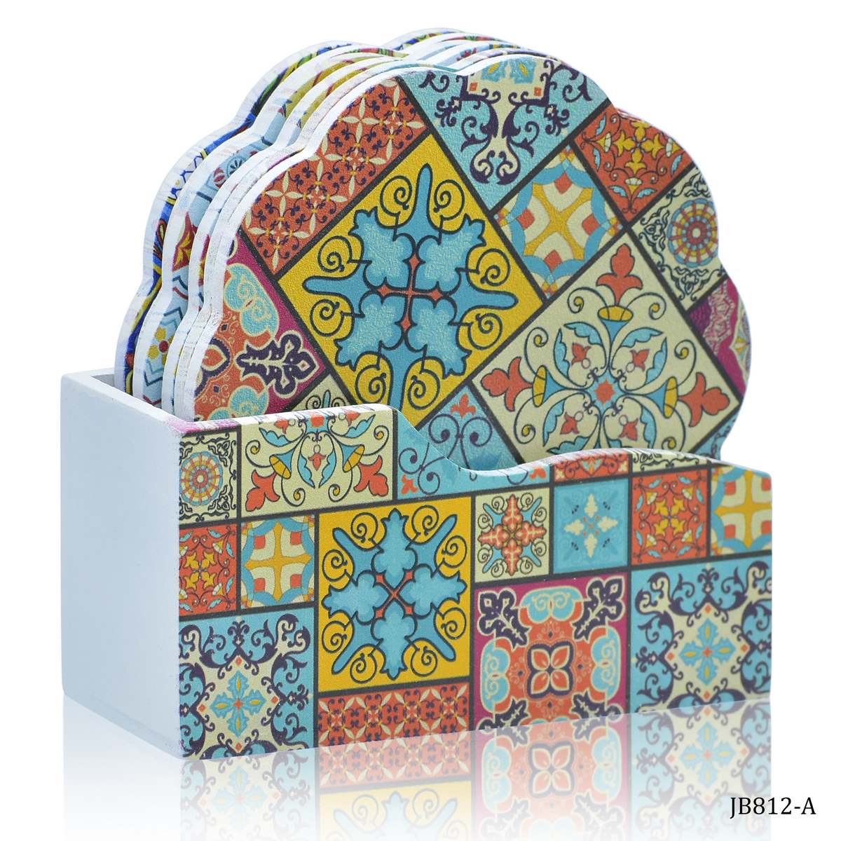 jags-mumbai Tea Costers Tea Coaster Printed Flower Mix Design 6Pcs Set JB812-A