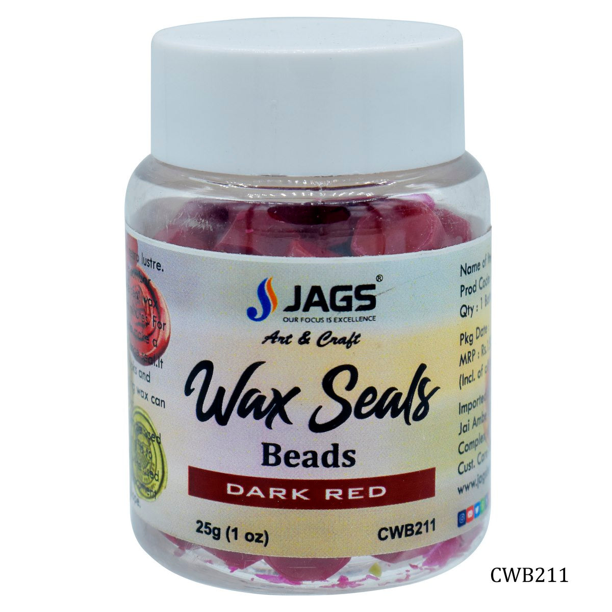 jags-mumbai Wax Stamp & Sealing Craft Wax Seals Beads 25Gsm Dark Red