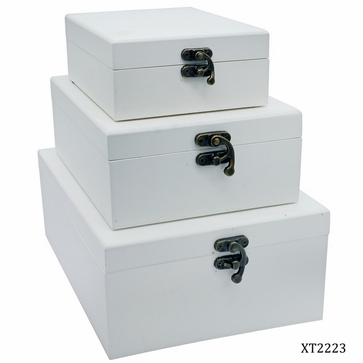 jags-mumbai Wooden Box Wooden Empty Box 3pcs White With Miror XT2223