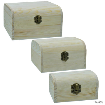 Wooden Empty Box Set Of 3 Pcs Top Oval Shape