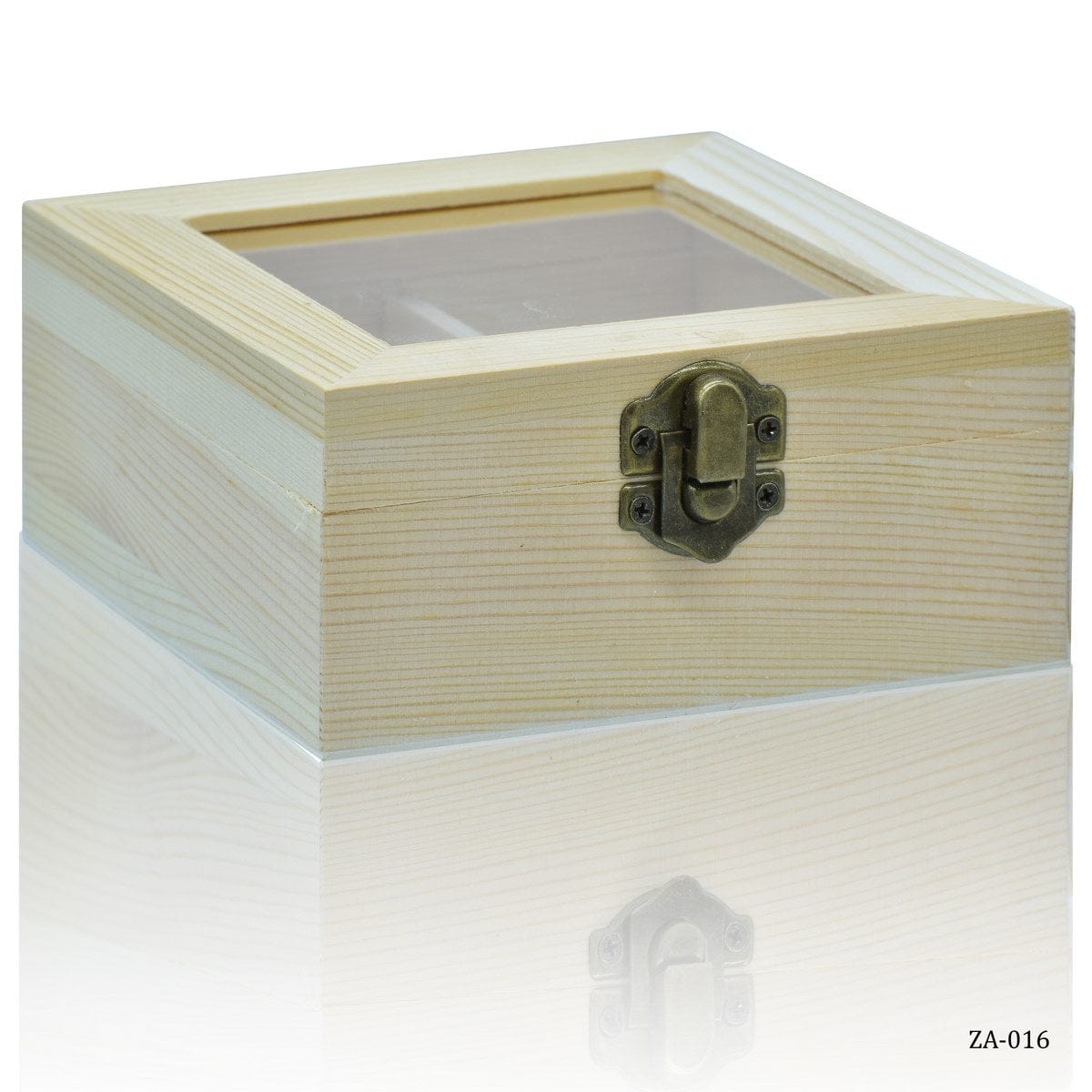 jags-mumbai Wooden box Wooden Empty Box Small Top Window Square 5X5X2 Inch ZA-016