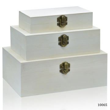 Wooden Empty Box Set Of 3 Pcs Rectangle Shape 10065