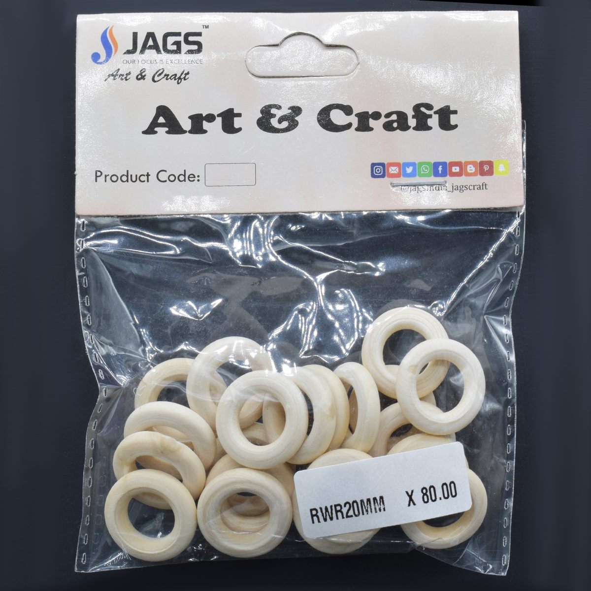 jags-mumbai Wooden Slice (Super Sturdy) Round wooden ring 2 cm 20 Pieces