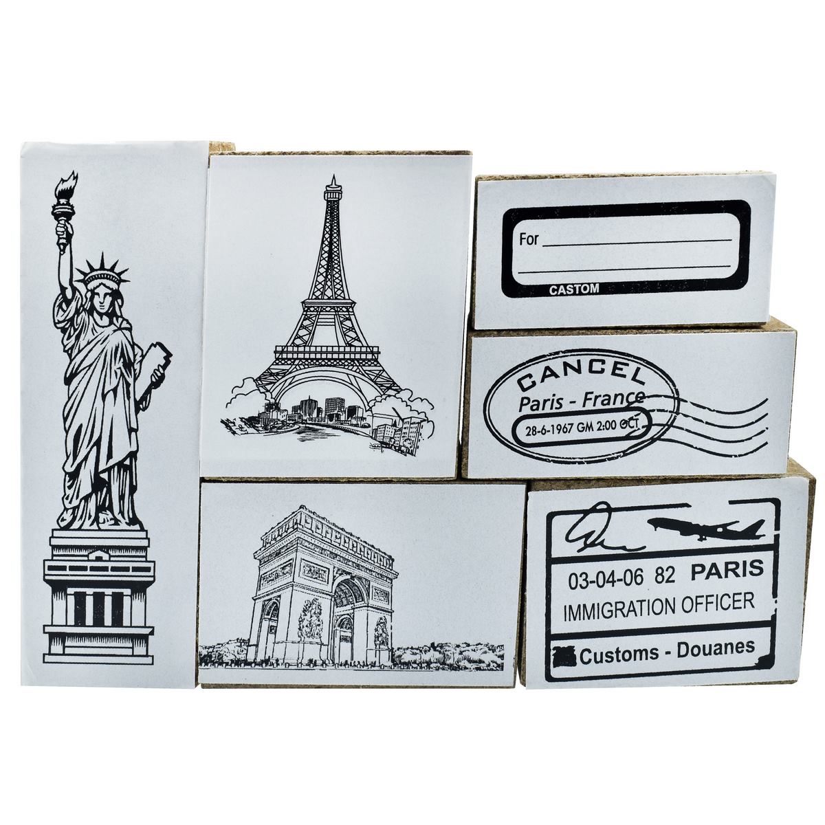 jags-mumbai Wooden Stamps Craft Stamp Set Wonder Of World 6 Pcs Set CSSC03