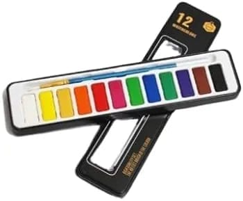 Vibrant Palette: Explore 12 Exquisite Watercolors | 12 shade watercolors with brush