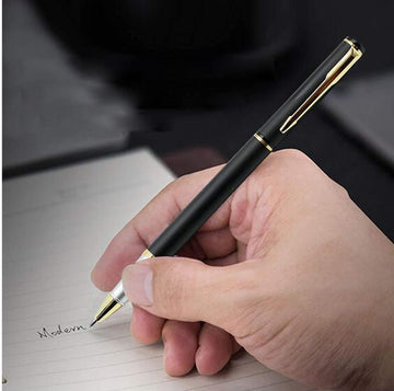 Premium Metal office black body Ball Pen with touch screen pointer I Blue roller pen