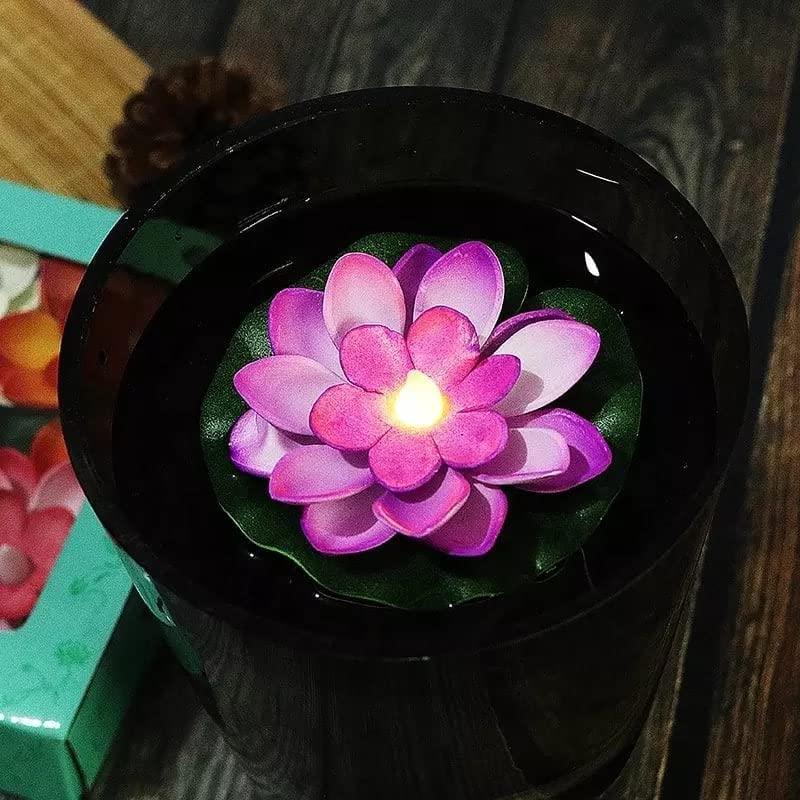 Artificial Lotus Flower Candle Light Sensor Water Floating Candle (P