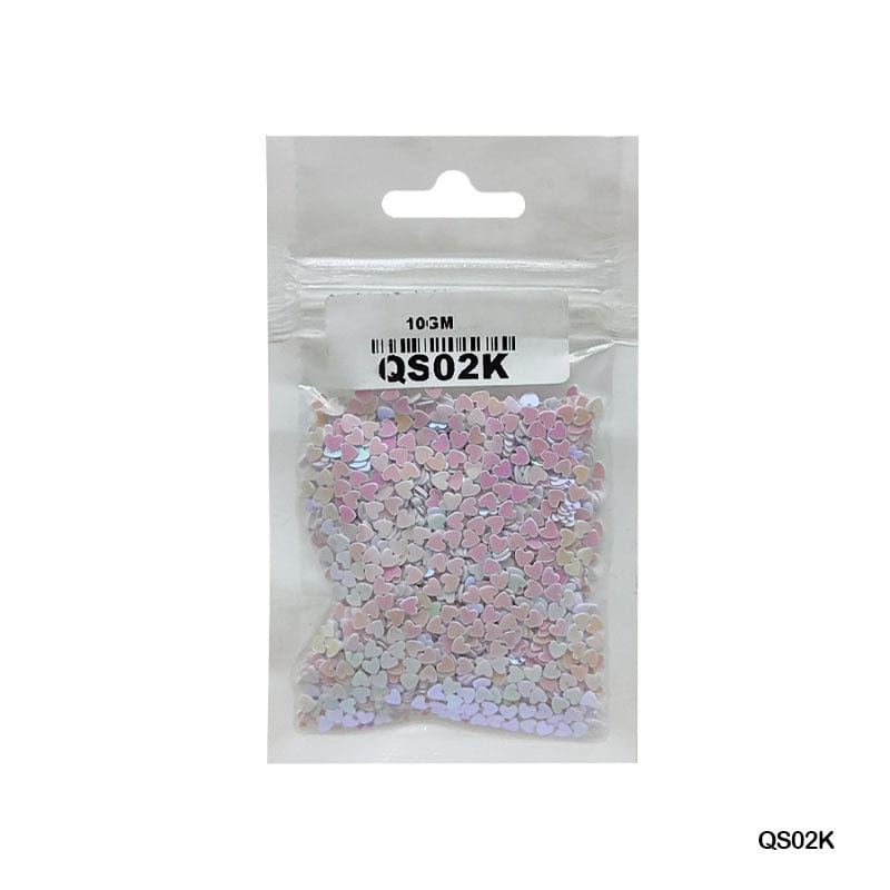 MG Traders 1 Sequin Qs02K Heart 3Mm White 10Gm Sequins