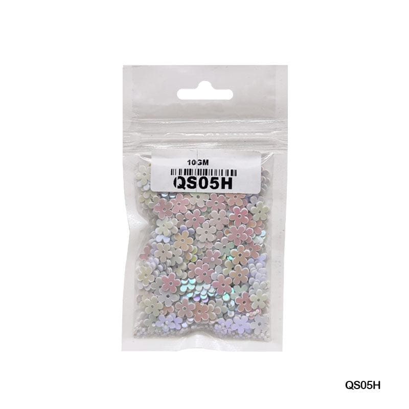 MG Traders 1 Sequin Qs05H Flower 7Mm White 10Gm Sequins