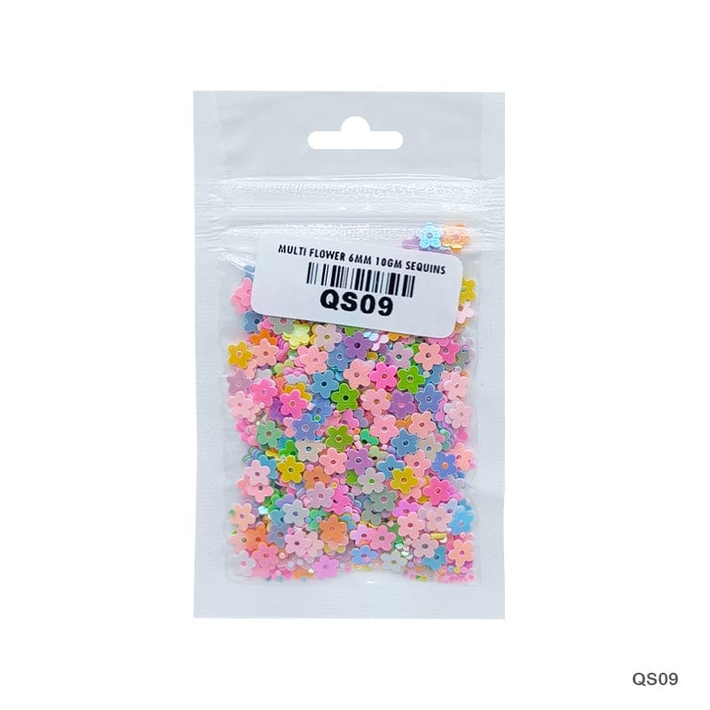 MG Traders 1 Sequin Qs09 Multi Flower 6Mm 10Gm Sequins