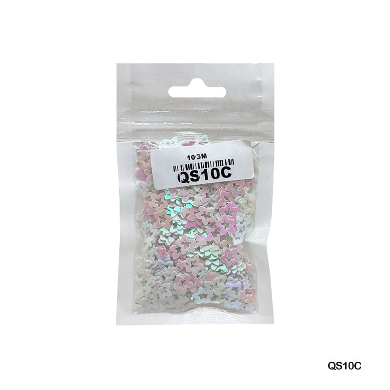 MG Traders 1 Sequin Qs10C Star Flower 7Mm White 10Gm Sequins