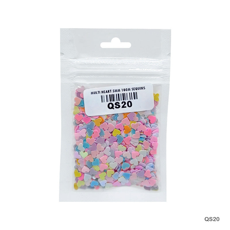 MG Traders 1 Sequin Qs20 Multi Heart 5Mm 10Gm Sequins