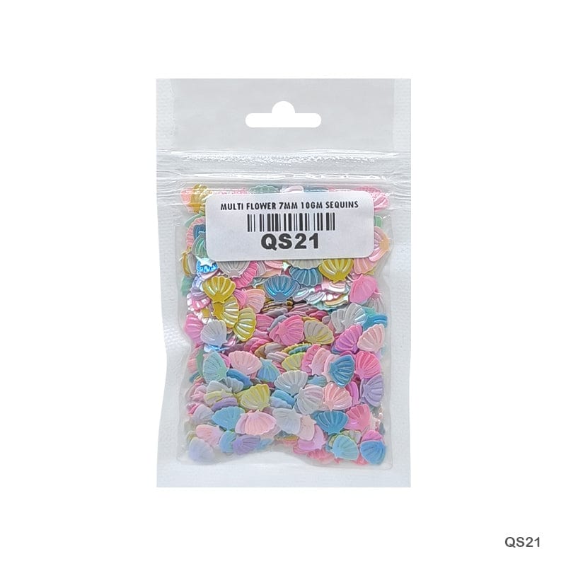 MG Traders 1 Sequin Qs21 Multi Flower 7Mm 10Gm Sequins