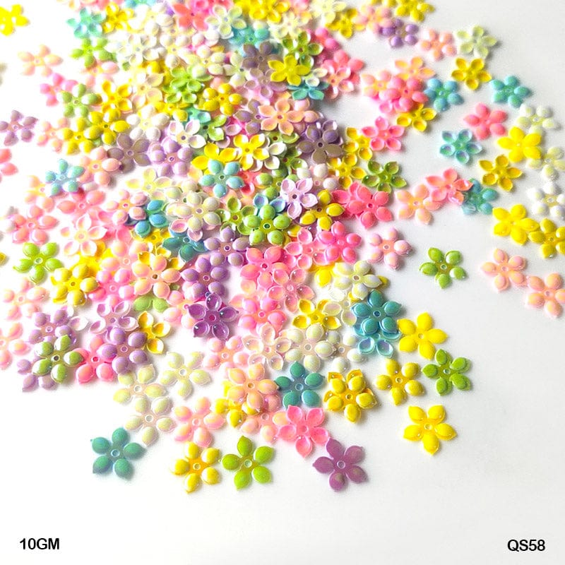 MG Traders 1 Sequin Qs58 Multi Flower 8Mm 10Gm Sequins