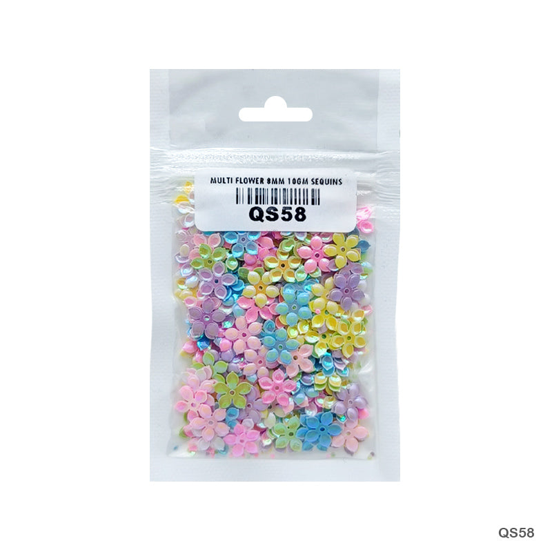 MG Traders 1 Sequin Qs58 Multi Flower 8Mm 10Gm Sequins
