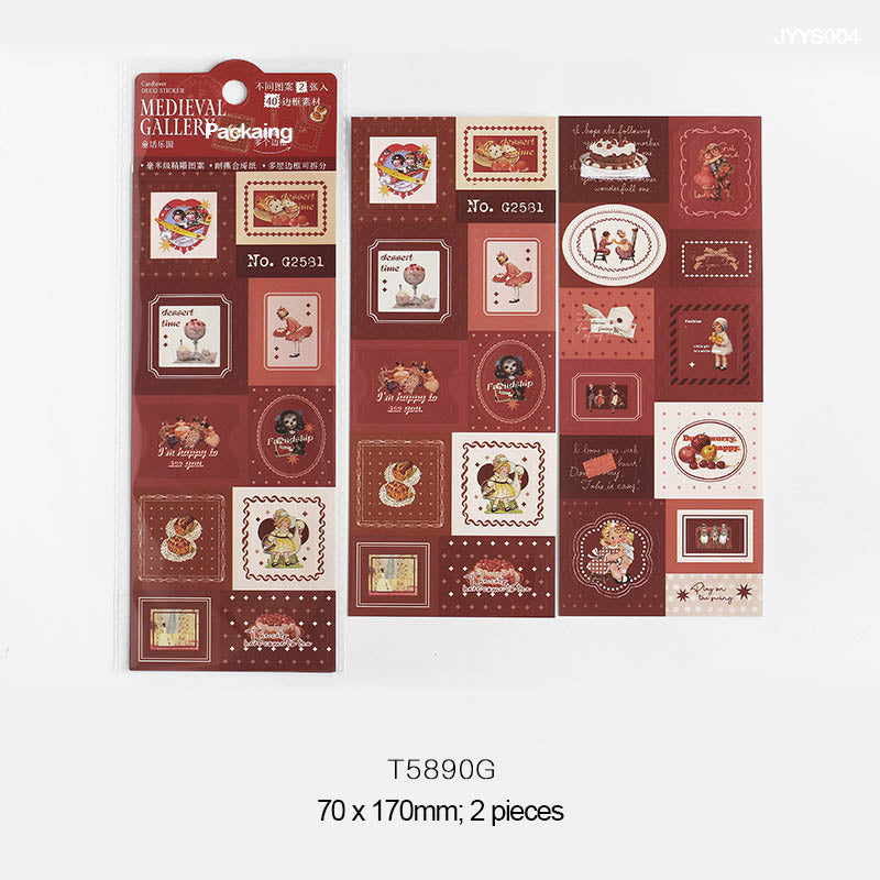 MG Traders 1 Stickers T5890G Vintage Stamp Border Deco Sticker 2 Sheets