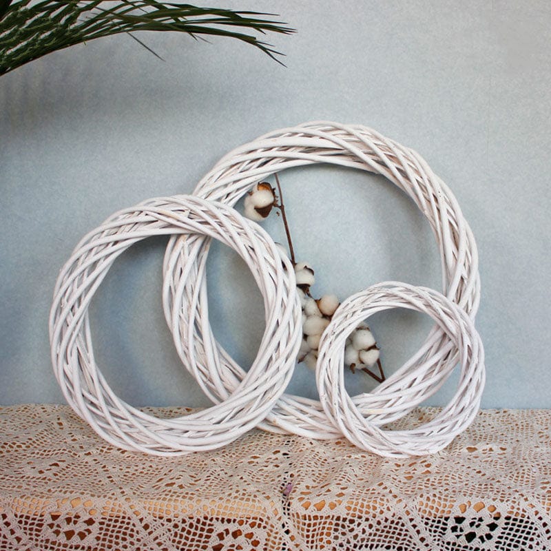 MG Traders Art & Craft Rww30 Ring Wreath Rattan Wicker White Diy 30Cm