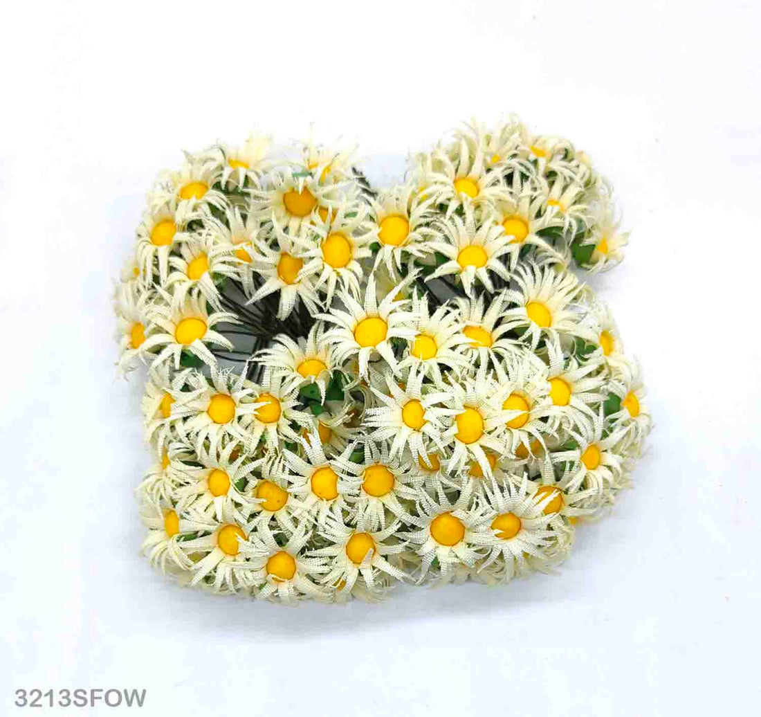 MG Traders Artificial Flower 32-13 Cloth Sunflower 100Pc Off White