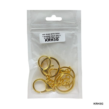 MG Traders Chains & Hooks Krh3G Key Ring With Hook 3Pcs Gold 1.6X30Mm
