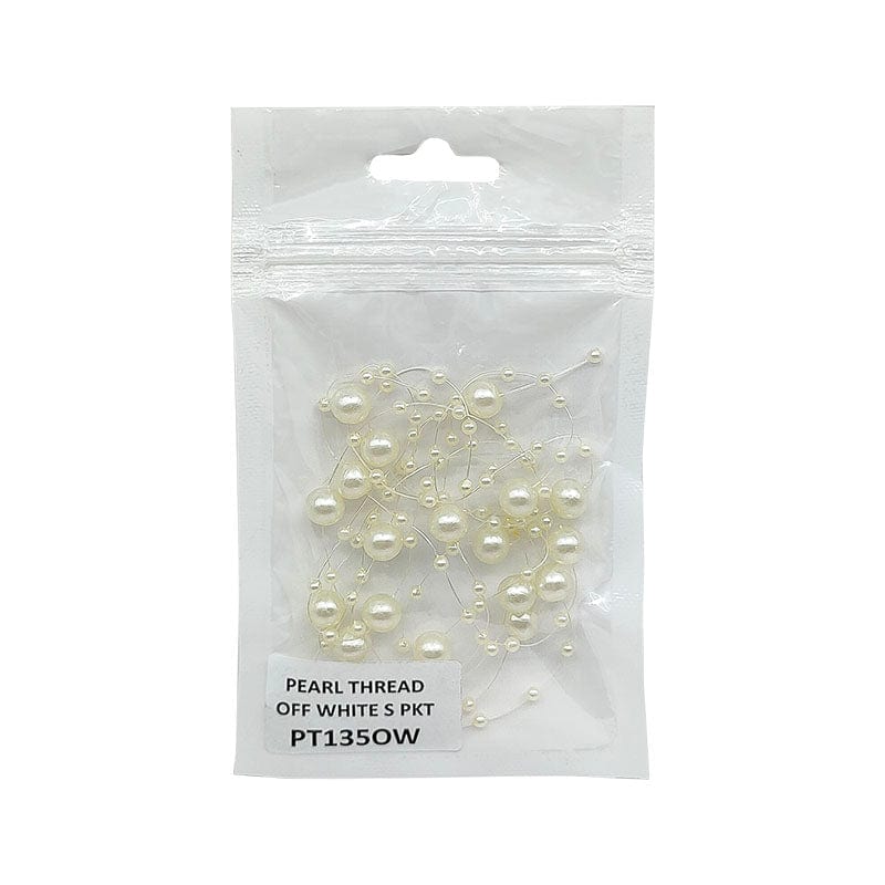 MG Traders Chains & Hooks Pearl Thread Small Pkt (1.35Mtr) Off White