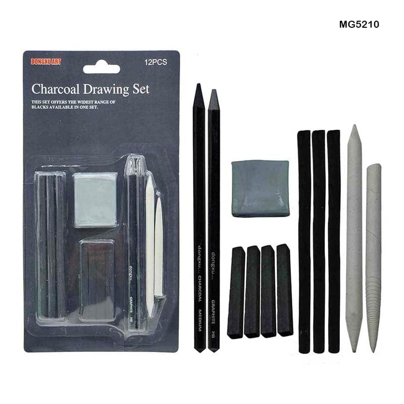 MG Traders Charcoal Pencil Charcoal Drawing Set 12Pc (Mg5210)
