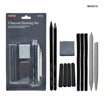 MG Traders Charcoal Pencil Charcoal Drawing Set 12Pc (Mg5210)