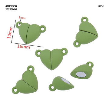 Jmp155K Magnetic Heart Pendants Green 16*10Mm 5Pc