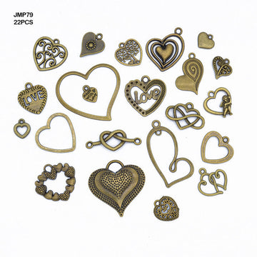 Jmp79 Mix Heart Pendants Copper (22Pcs)