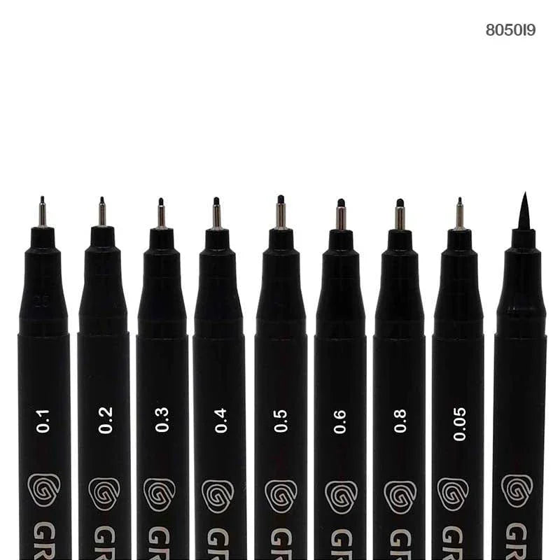 MG Traders Drawing Materials Pigment Liner Pen 9Pc (8050I-9)