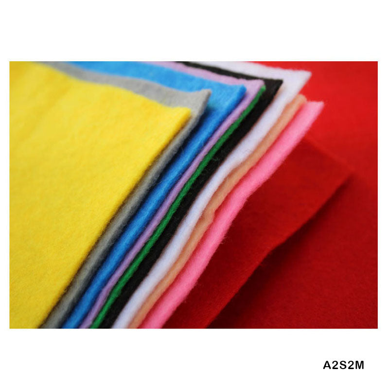 MG Traders Felt Sheet Felt Sheet A2 2Mm Soft Multicolored (A2S2M) 10Sheet