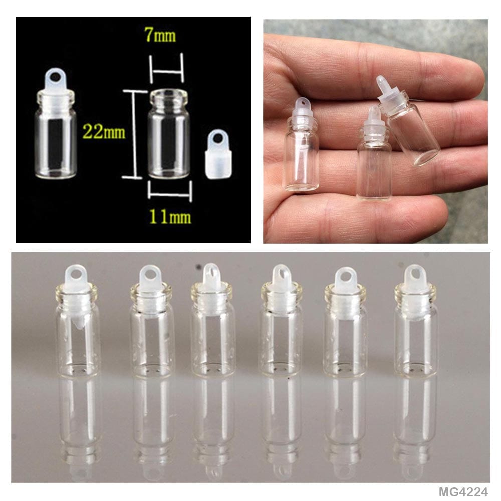 MG Traders Glass Messages Bottle Mg42-24 Message Bottle Mini 12Pc 11X22Mm  (Pack of 4)